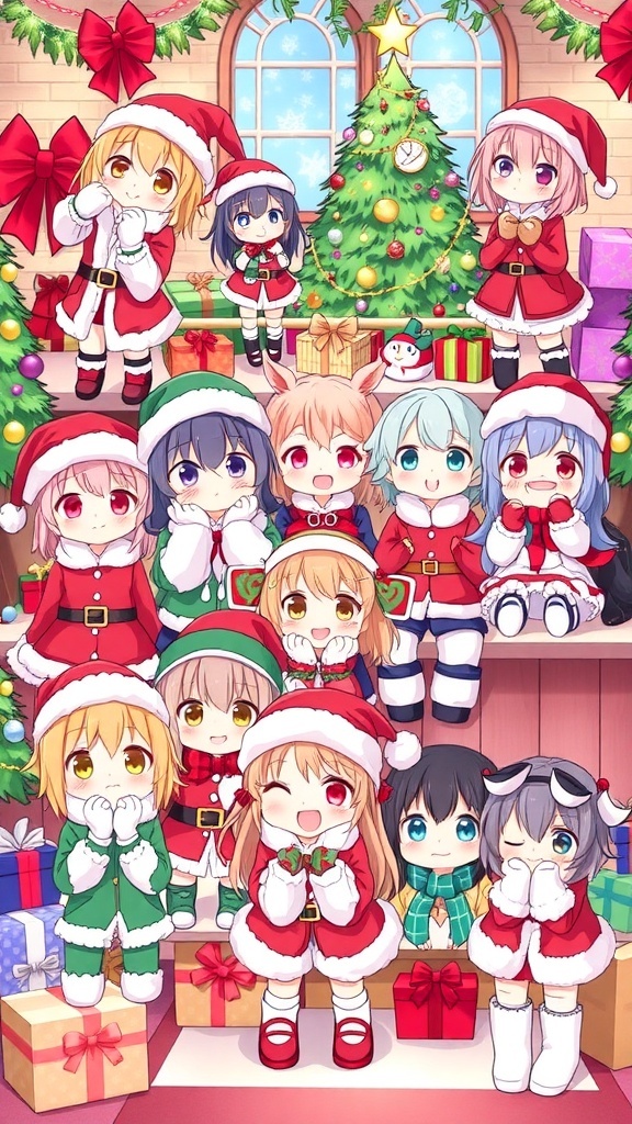 Christmas Outfit Ideas for Adopt Me A collection of Christmas outfits for Adopt Me characters, featuring Santa, elves, and winter attire with festive decorations.